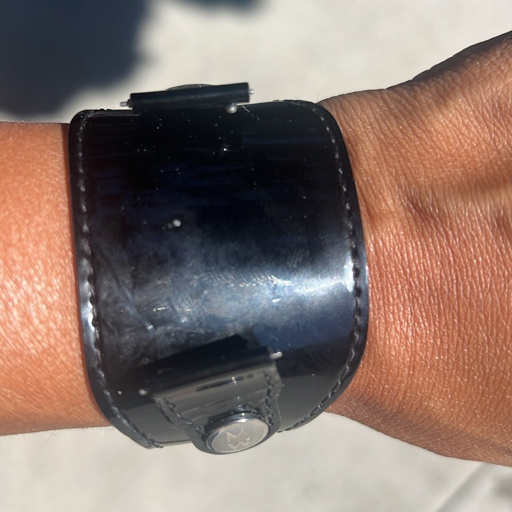 Michele Black Leather Watchband